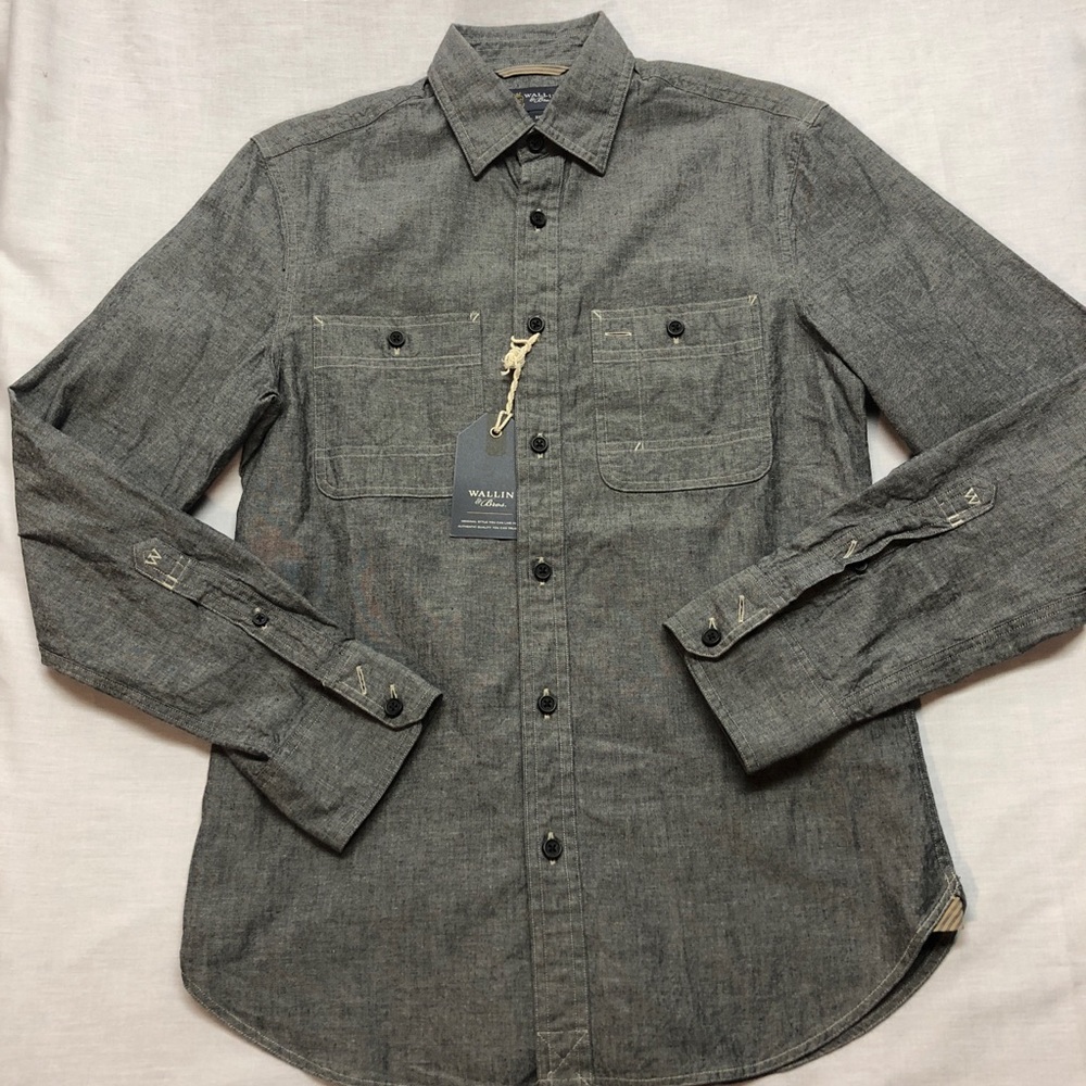 NWT Wallin & Bros dk grey oxford long-sleeve shirt